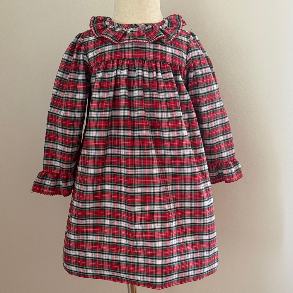 Classic Whimsy Christmas Plaid Dress 2T Red Green Holiday Ruffle Collar Boutique
